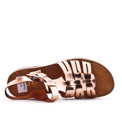 Flat sandals in faux leather for women