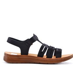 Flat sandals in faux leather for women