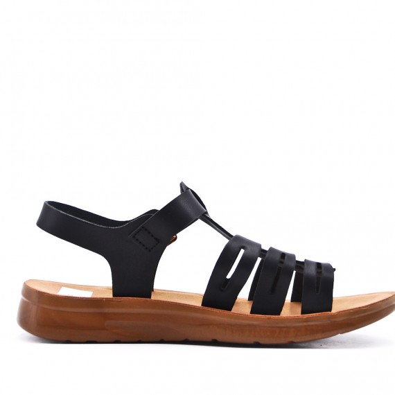 Flat sandals in faux leather for women