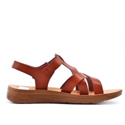 Sandale plat en simili cuir pour femme