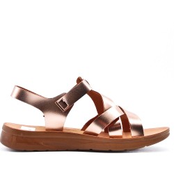 Flat sandals in faux leather for women