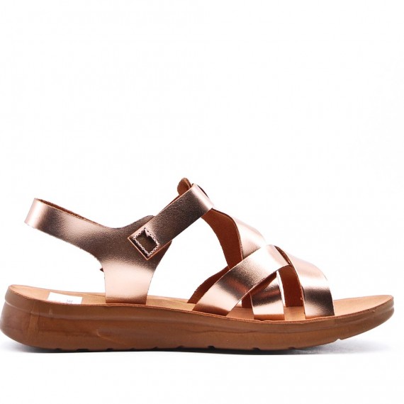 Flat sandals in faux leather for women