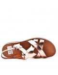 Flat sandals in faux leather for women