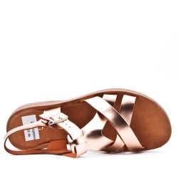 Flat sandals in faux leather for women