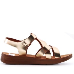 Flat sandals in faux leather for women