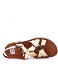 Flat sandals in faux leather for women