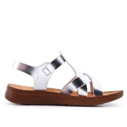 Sandale plat en simili cuir pour femme