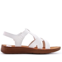 Sandale plat en simili cuir pour femme