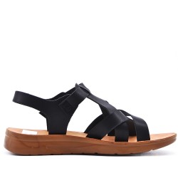 Flat sandals in faux leather for women