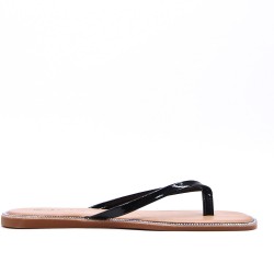 Flat sandals in faux leather for women