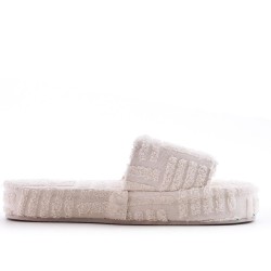 Sandalias planas en una mezcla de materiales para mujeres