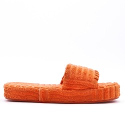 Sandalias planas en una mezcla de materiales para mujeres