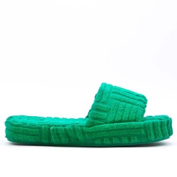 Sandalias planas en una mezcla de materiales para mujeres