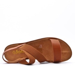 Flat sandals in a material mix for women