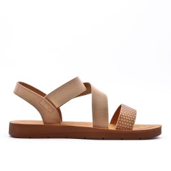 Flat sandals in a material mix for women