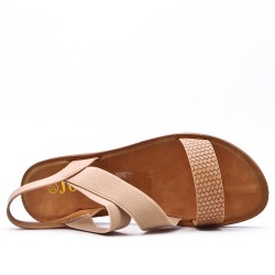 Flat sandals in a material mix for women