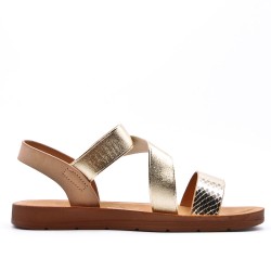 Flat sandals in a material mix for women