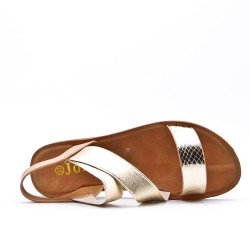 Flat sandals in a material mix for women