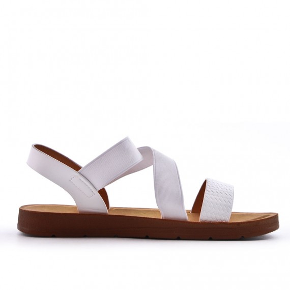 Flat sandals in a material mix for women