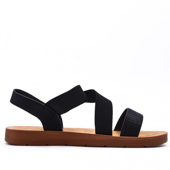 Flat sandals in a material mix for women