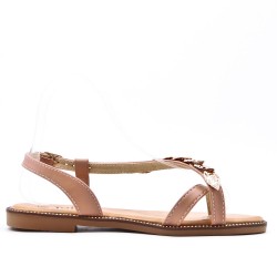 Flat sandals in faux leather for women
