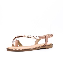 Flat sandals in faux leather for women