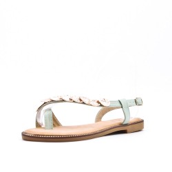 Flat sandals in faux leather for women