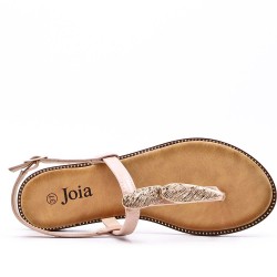 Flat sandals in faux leather for women