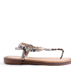 Flat sandals in faux leather for women
