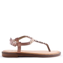 Flat sandals in faux leather for women