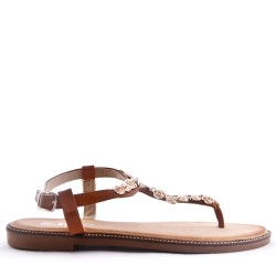 Flat sandals in faux leather for women