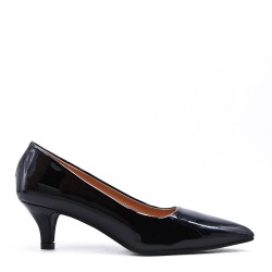 Large size 38-42 Low-heel faux leather pumps for women