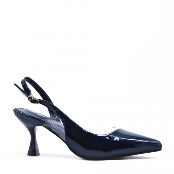 Medium heel pumps in faux leather for women