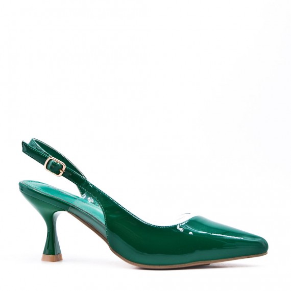 Medium heel pumps in faux leather for women