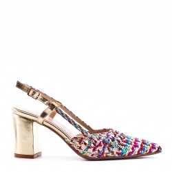 Sandalia de tacón mezcla-materiales