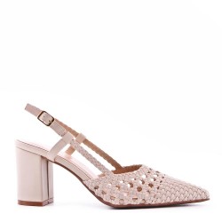 Mix-materials heeled sandal 
