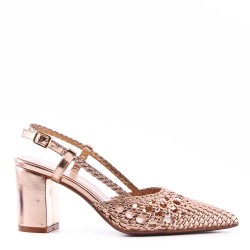 Mix-materials heeled sandal 