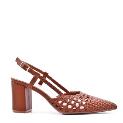 Mix-materials heeled sandal 