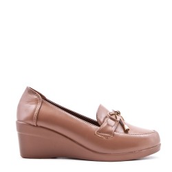 Wedge shoe faux leather for women