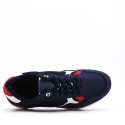 Mix-material sneakers with laces