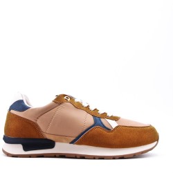 Mix-material sneakers with laces