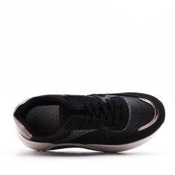 Basket mix matière à lacet pour femme
