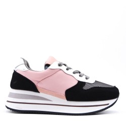 Basket mix matière à lacet pour femme