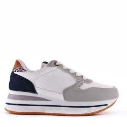 Basket mix matière à lacet pour femme