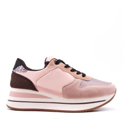 Basket mix matière à lacet pour femme