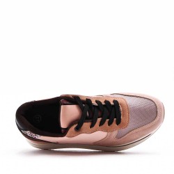 Basket mix matière à lacet pour femme