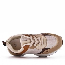 Basket mix matière à lacet pour femme