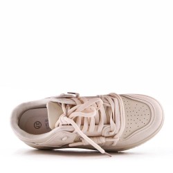 Basket mix matière à lacet pour femme