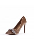 Leatherette pump with heels