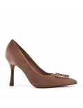 Leatherette pump with heels